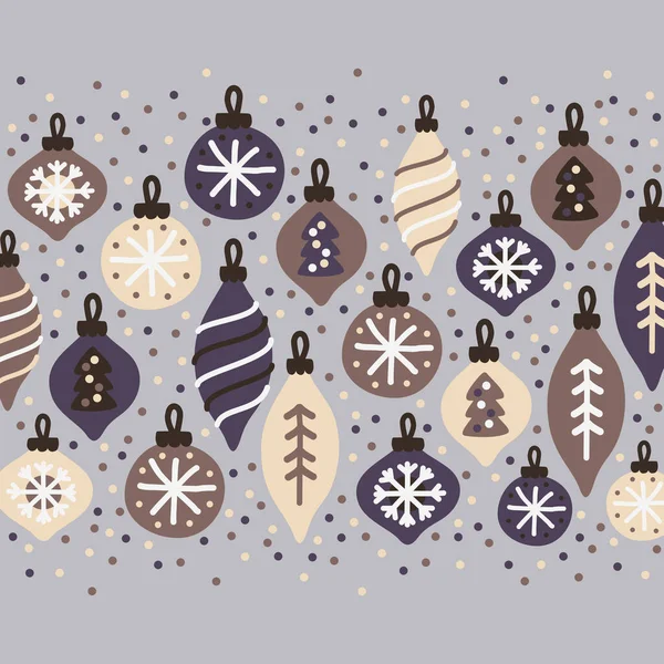 Cute Christmas Ogromne tło z ręcznie rysowane kulki świąteczne — Wektor stockowy