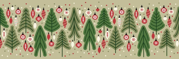 美丽的斯堪的纳维亚圣诞树市场旗帜背景与冷杉树 — 图库矢量图片
