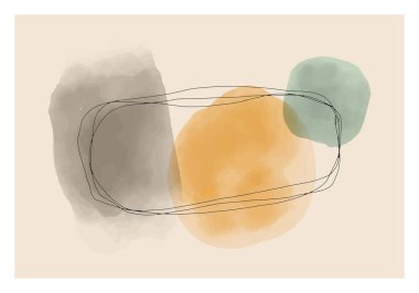 Duvar dekorasyonu için ideal, poster ya da masaüstü duvar kağıdı, vektör illüstrasyonu gibi modaya uygun, asgari sanatsal el boyama kompozisyonu