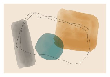 Duvar dekorasyonu için ideal, poster ya da masaüstü duvar kağıdı, vektör illüstrasyonu gibi modaya uygun, asgari sanatsal el boyama kompozisyonu