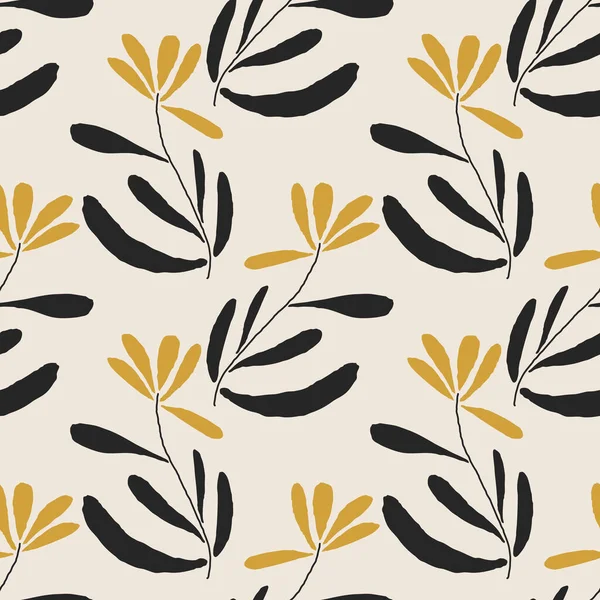 İç tasarım, duvar kâğıdı, minimal arkaplan, vektör illüstrasyonu için ideal nötr renklerde soyut el yazması kompozisyonu ile son derece minimalist, kusursuz botanik desen