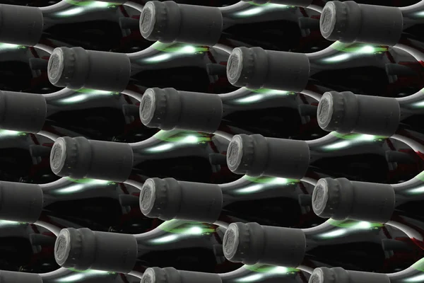 Şarap Mahzeni Yakın Görünümü Dinlenme Kırmızı Şarap Şişeleri Dolu — Stok fotoğraf