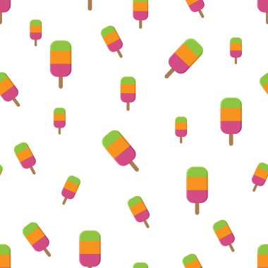 Seamles desen beyaz bir arka plan üzerinde farklı renkteki bir dondurma