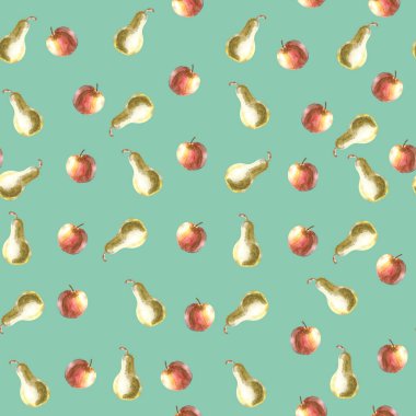 Armut ve elma mavi bir arka plan olarak suluboya sorunsuz doku