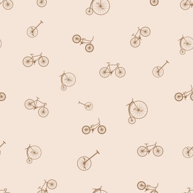 Seamless bicycle pattern. Isolared on a beige background clipart