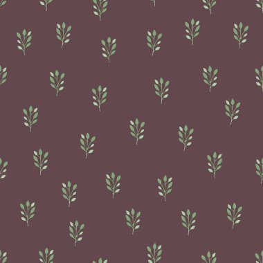 Kahverengi artalanları sorunsuz yaprakları desen. Suluboya elle çizilmiş taklit