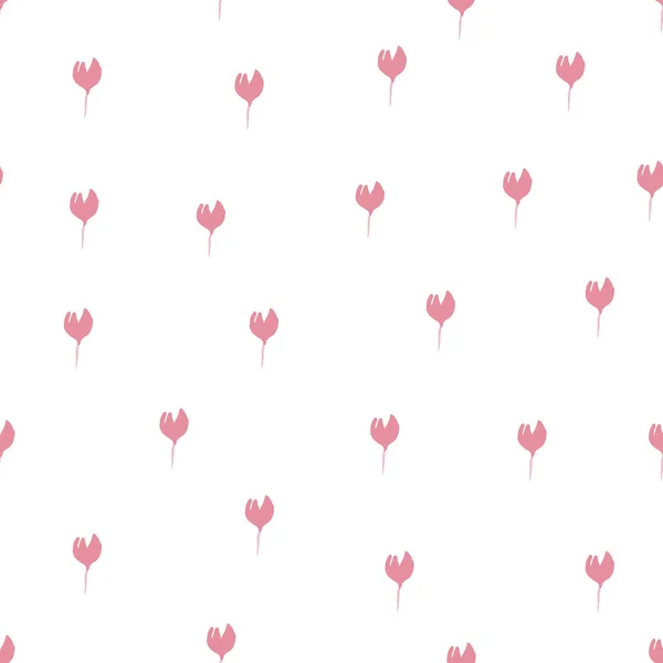 Безшовний Візерунок Рожевих Тюльпанів Ручна Імітація Ізольовані Білому Тлі — стоковий вектор