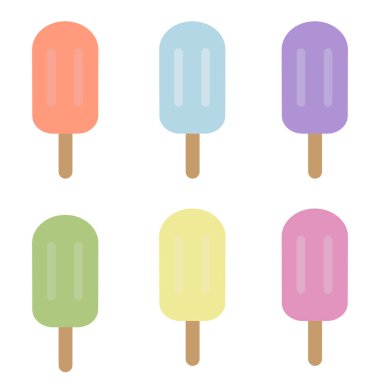 Renkli dondurmalar farklı renk ve lezzetleri. Beyaz bir arka plan üzerinde izole