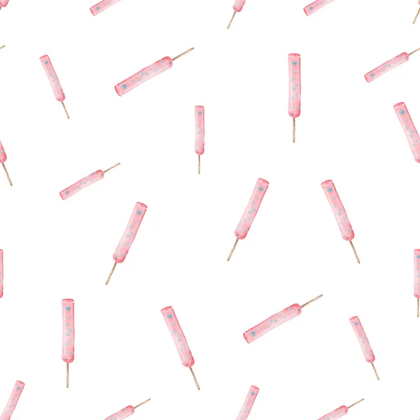 Stickler Popsicles Dikişsiz Suluboya Deseni Beyaz Arka Planda Yalıtılmış — Stok fotoğraf