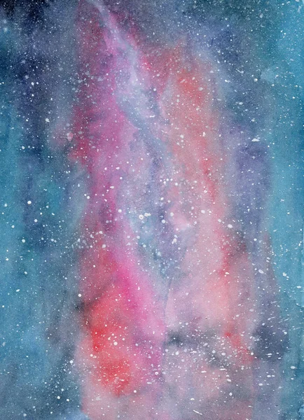Akvarell Galaxy Space Bakgrund Med Augustin Shining Stars — Stockfoto
