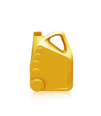  Galon petrol motor yağı Teneke kutu beyaz arka plan üzerinde izole. altın rengi