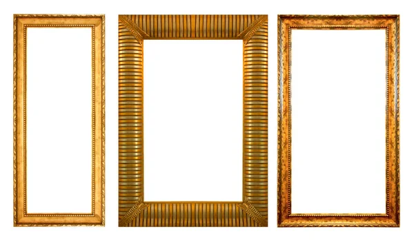 Oude Gouden Frame Geïsoleerd Witte Achtergrond — Stockfoto