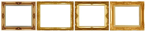 Oude Gouden Frame Geïsoleerd Witte Achtergrond — Stockfoto