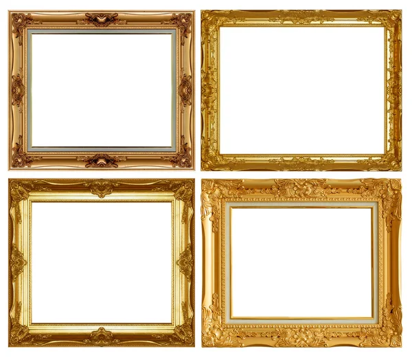 Oude Gouden Frame Geïsoleerd Witte Achtergrond — Stockfoto