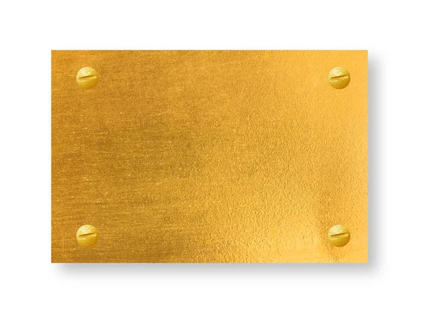 Placas Letreros Metal Dorado Con Remaches Aislados — Foto de Stock