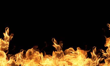 Siyah arkaplandaki alevler soyut.