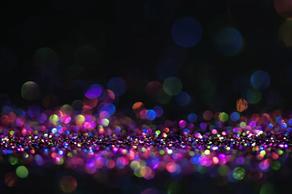 Bokeh Glitter Fly Lichten Zwarte Achtergrond — Stockfoto