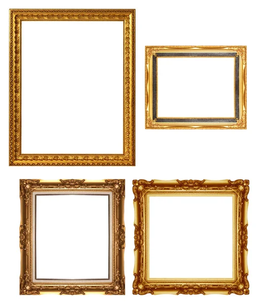 Antieke Gouden Frame Geïsoleerd Witte Achtergrond — Stockfoto