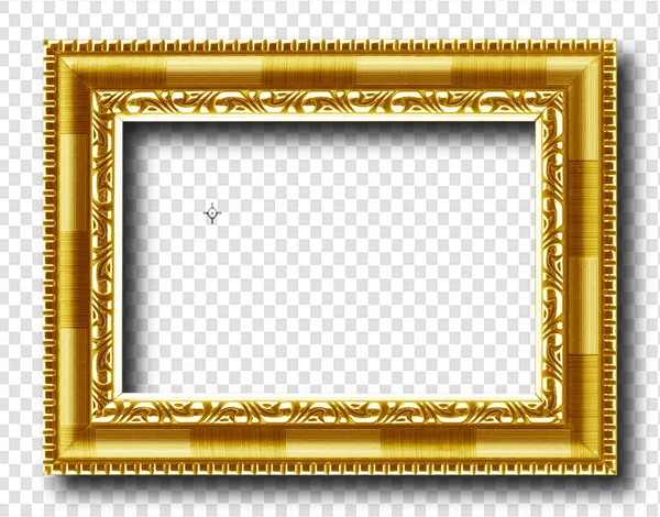 Golden wooden frame isolated on transparent — Stock Photo, Image