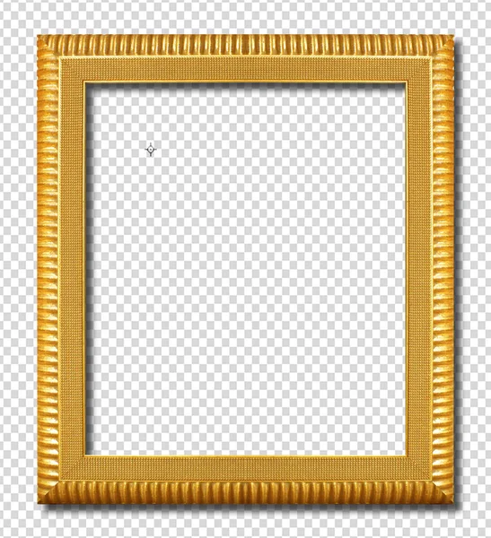 Golden wooden frame isolated on transparent — Stock Photo, Image