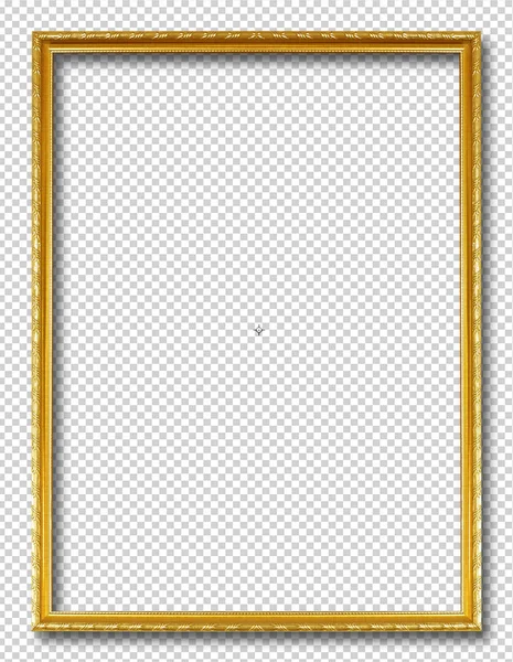 Golden picture frame isolated on transparent — Stock Photo, Image