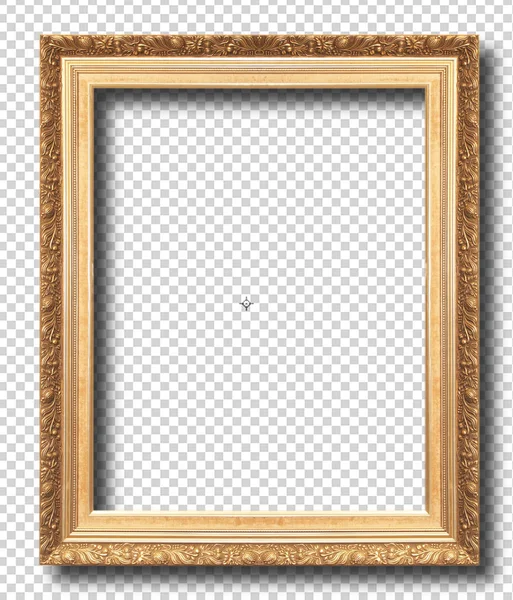 Golden frame isolated on transparent background — Stock Photo, Image