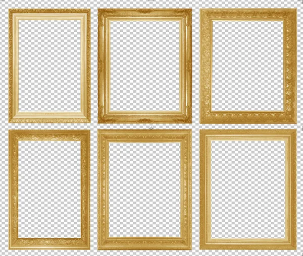 Zlatý rám izolovaný na průhledném pozadí — Stock fotografie