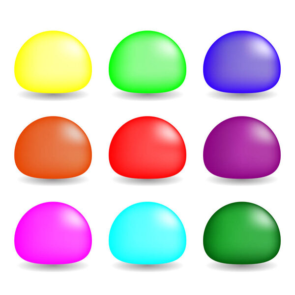 Colorful Slimes Set on White Background. Vector Set for Design, Game. Collection of game characters. Vector illustration.