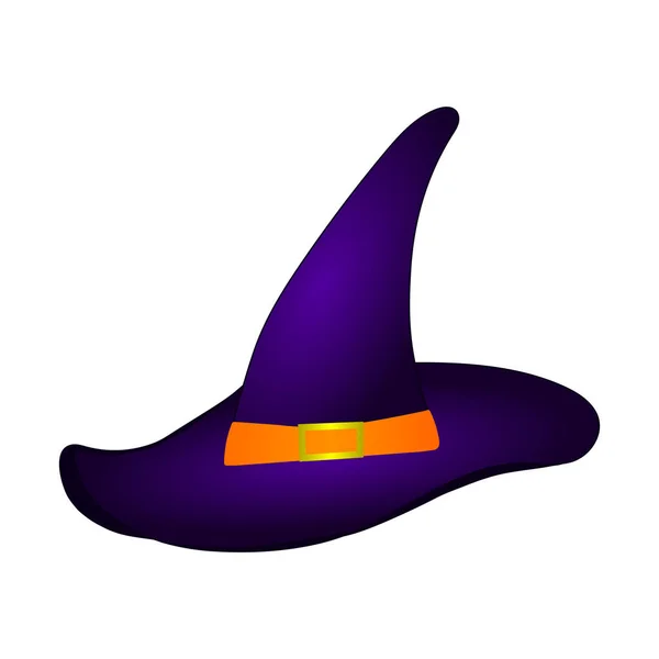 Фиолетовая Шляпа Ведьмы Изолирована Белом Фоне Шляпа Волшебника Vector Illustration — стоковый вектор