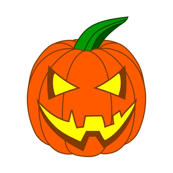 Linda Calabaza Halloween Dibujos Animados Con Cara Divertida Aislado Sobre — Vector de stock