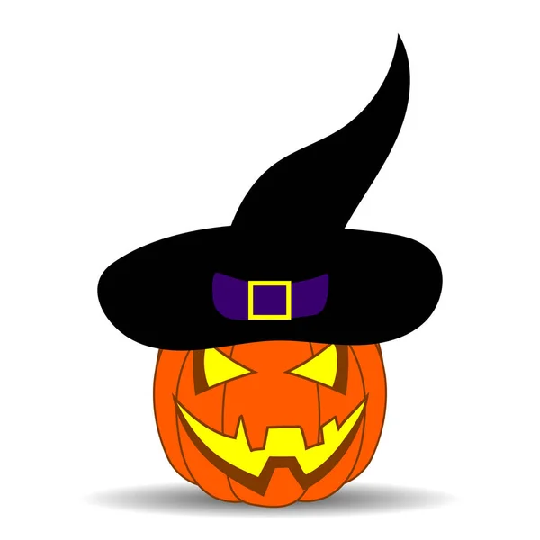 Linda Calabaza Halloween Dibujos Animados Con Cara Divertida Aislado Fondo — Vector de stock