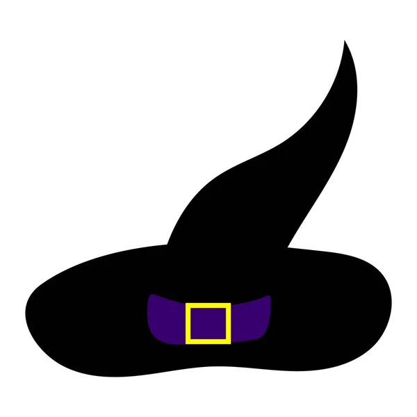 Black Witch Hat Isolated White Background Wizard Hat Vector Illustration — Stock Vector