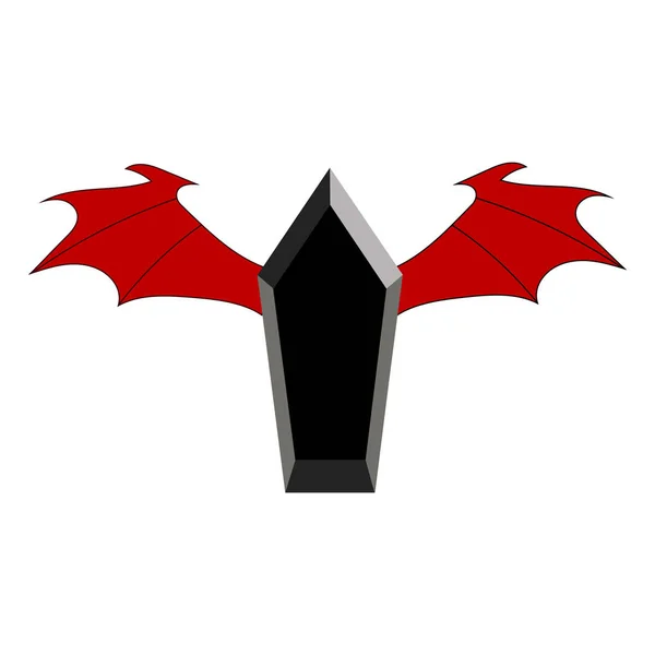 Černá Rakev Red Wings Pro Svůj Design Hra Karty Halloween — Stockový vektor
