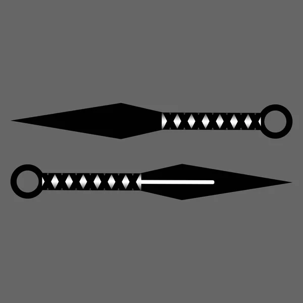 Ninja gri arka plan üzerinde izole bıçak kunai atma silah. Geleneksel Japon silah. Vektör çizim.