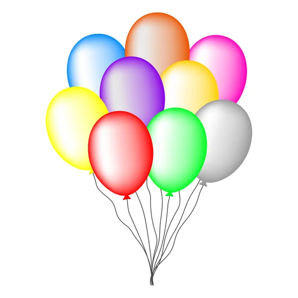 Lot Ballons Colorés Isolés Sur Fond Blanc Illustration Vectorielle Pour — Image vectorielle
