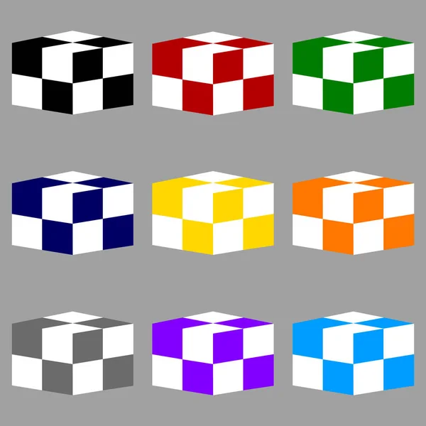 Ensemble Cubes Échecs Colorés Isolés Sur Fond Gris Illustration Vectorielle — Image vectorielle