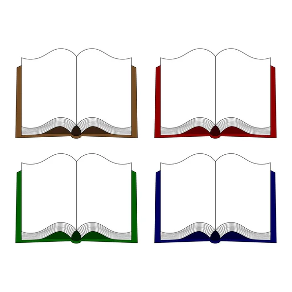 Abrir Iconos Vectores Libros Estilo Plano Estudio Conocimiento Biblioteca Educación — Vector de stock