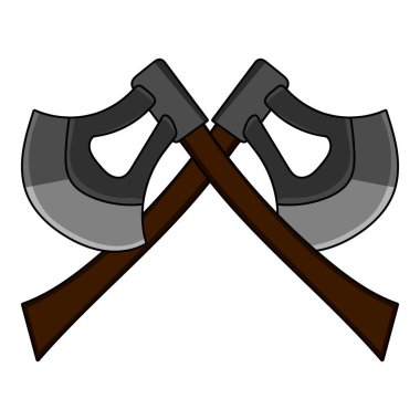 Çizgi film geçti beyaz arka plan üzerinde izole bir balta. Bilgisayar oyun tasarımı için silah. Ortaçağ balta. Vektör çizim Your tasarımı, oyun, kartı için.