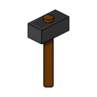 Beyaz arka plan üzerinde izole karikatür çekiç. Bilgisayar oyun tasarım öğeleri. Macera ekipman. Vektör çizim Your tasarımı, oyun, kartı, Web için.