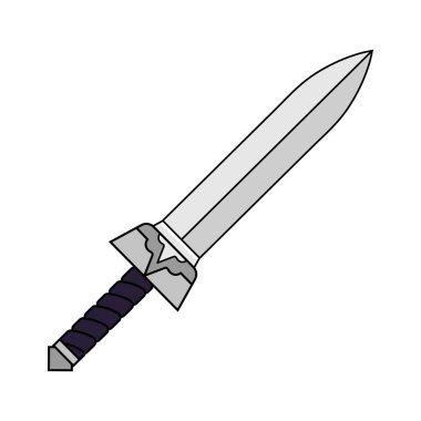 Beyaz arka plan üzerinde izole karikatür kılıç. Ortaçağ silah. Macera öğeleri. Vektör çizim Your tasarımı, oyun, kartı, Web için.