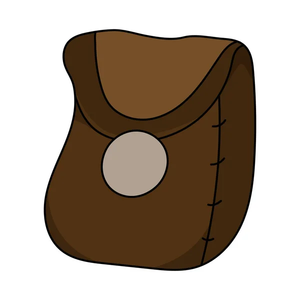 Cartoon Läderväska Isolerad Vit Bakgrund Medeltida Handväska För Dator Game — Stock vektor