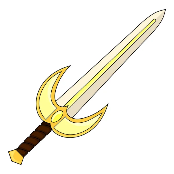 Espada Dos Desenhos Animados Sagrada Isolado Fundo Branco Arma Medieval —  Vetores de Stock