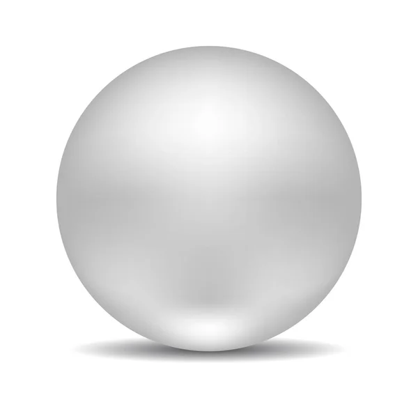 White Sphere Ball Realistic Pearl Metall Ball Isolated White Background — Stock Vector