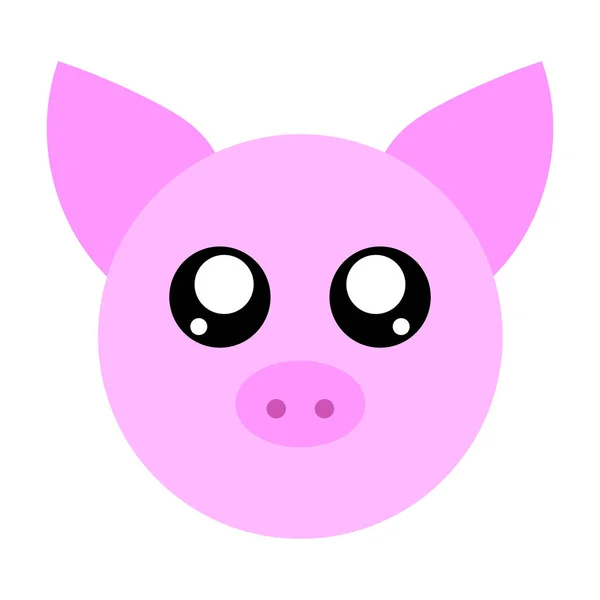 Pink Smiley Pig Isolado Fundo Branco Porco Giro Engraçado Illustre —  Vetores de Stock