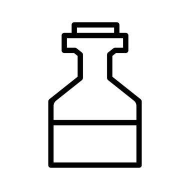 Simge anahat şişe beyaz arka plan üzerinde izole. Sihirli iksir şişesi içinde. Vektör çizim tasarım, oyun, kartı, web için.
