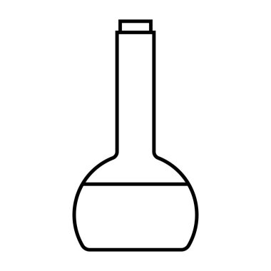 Simge anahat şişe beyaz arka plan üzerinde izole. Sihirli iksir şişesi içinde. Vektör çizim tasarım, oyun, kartı, web için.