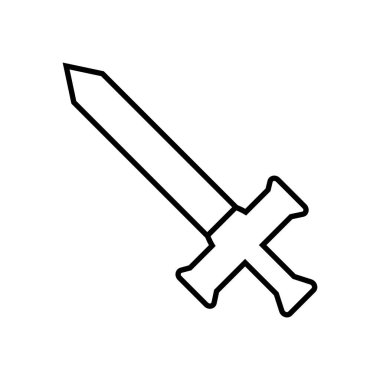 Simge anahat kılıcı beyaz arka plan üzerinde izole. Silah simgesi. Vektör çizim tasarım, oyun, kartı, web için.