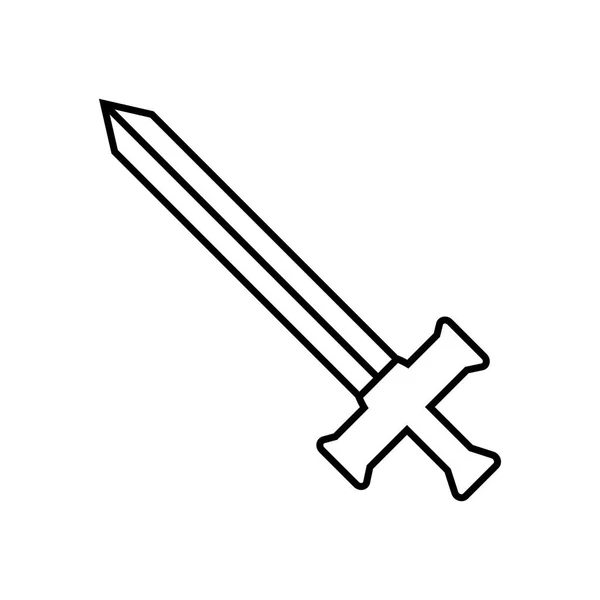 Symbolumriss Schwert Isoliert Auf Weißem Hintergrund Waffensymbol Vektor Illustration Für — Stockvektor