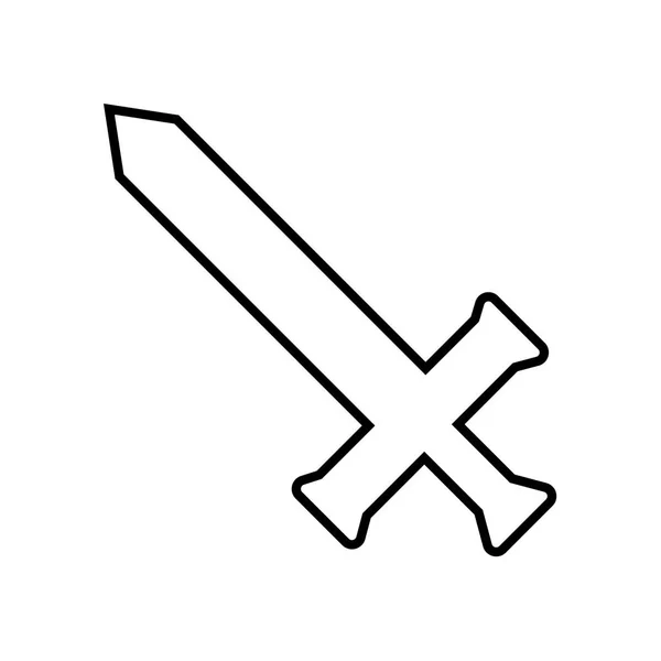 Icon Outline Sword Isolated White Background Weapon Icon Vector Illustration — Stock Vector