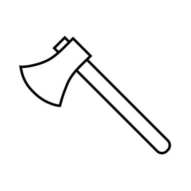 Simge anahat silüeti üzerinde izole beyaz arka plan balta. İşareti simgesi. Dekorasyon öğesi. Silah simgesi. Vektör çizim tasarım, oyun, kartı, web için.